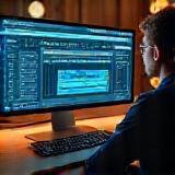Tela de edição de áudio em software profissional no estúdio